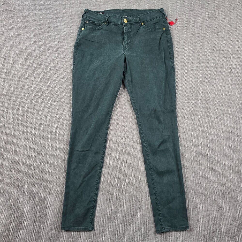 True Religion Jennie Curvy Skinny Jeans Mid Rise Womens 30 Dark Green Stretch